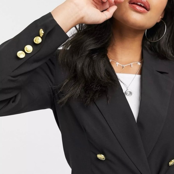 MISSGUIDED Black Blazer with Gold Buttons - Picture 4 of 11
